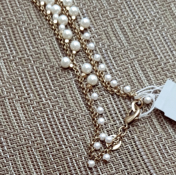 Gold Pearl Drape Statement Necklace - Picture 4 of 5